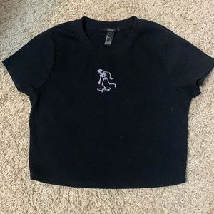 H&M Black Skeleton Skater Crop Top